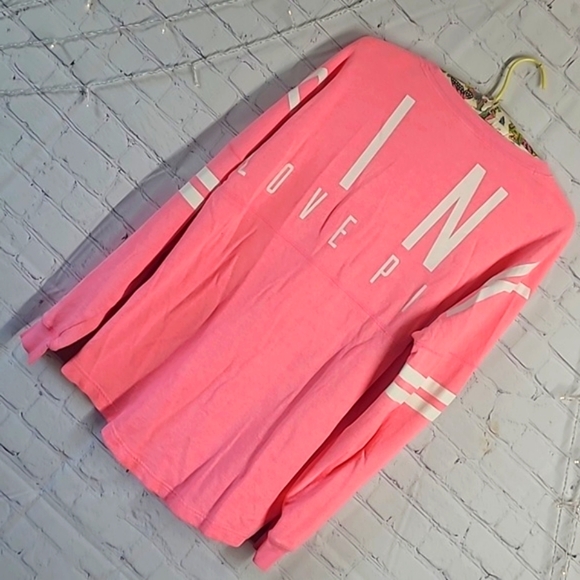 2013 Victoria's Secret PINK Oversized Logo Spellout Long Sleeve Tee Womens Sz M - Picture 10 of 16